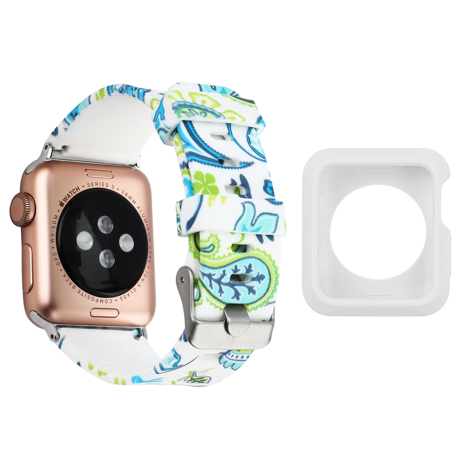 For Apple Watch Series 1 2 3 38mm Replacement Strap with White TPU Case Pattern Printed Silicone Watchband For Apple Watch Series 1 2 3 38mm Replacement Strap with White TPU Case Pattern Printed Silicone Watchband